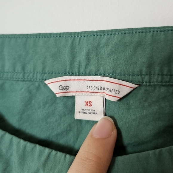 GAP cotton green oversized light quarter sleeve poplin peplum top Size XS - Picture 5 of 8